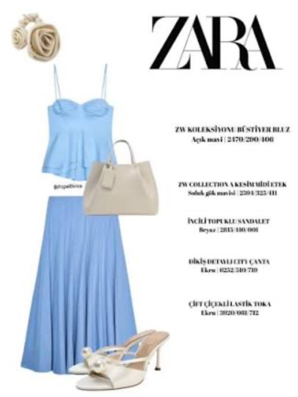 Zara NWT ZW Collection blue pleated midi skirt 2594/325 - Picture 4 of 8